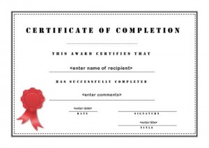 Certification of completion